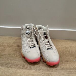 Jordan Light Beige Sneakers with Coral Pink Soles - NEVER WORN